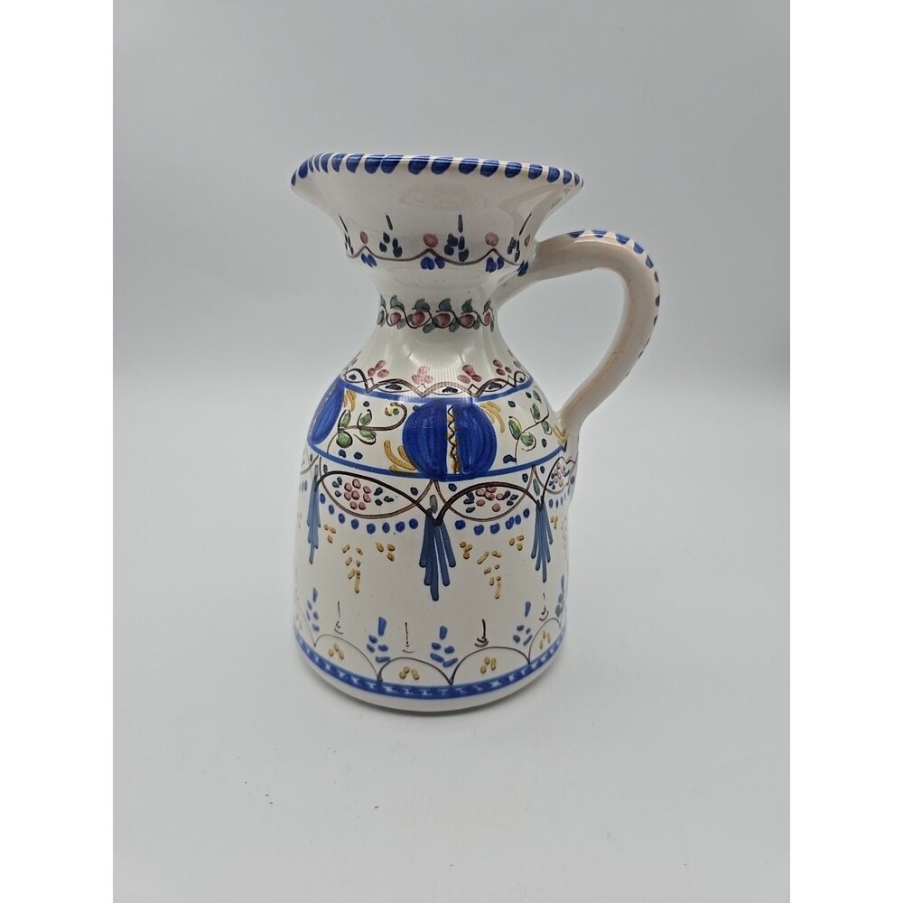 Sevilla Cruz Pitcher Carafe Signed Hand Painted Ceramic Pottery Folk Art  Spain